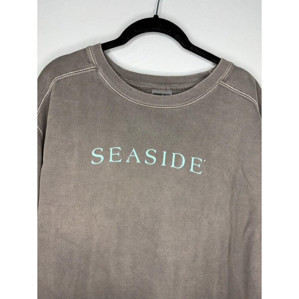 Comfort Colors Seaside Crewneck Sweatshirt Gray Size Large Pullover 30A Florida - Picture 2 of 7
